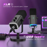 Dynamic Microphone with Touch Mute Button,Headphone jack,I/O Controls,for PC PS5/4 mixer,Gaming MIC Ampligame AM8