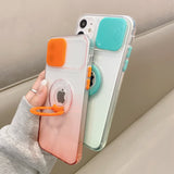Slide Camera Protection Gradient Clear Case For iPhone - Yellow