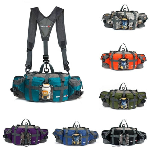 Outdoor Sports Waist Bag with Shoulder Strap Waterproof Hiking Cycling Climbing Shoulder Bag Bicycle Pack Workout Waist Pack Exercise Waist Bag