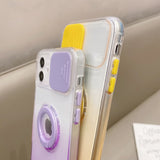 Slide Camera Protection Gradient Clear Case For iPhone - Purple