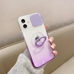 Slide Camera Protection Gradient Clear Case For iPhone - Purple